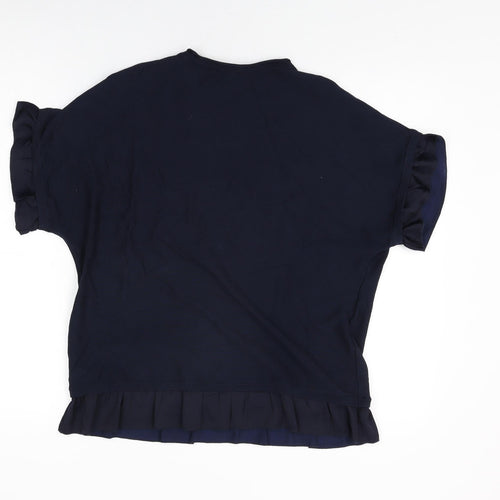Warehouse Womens Blue Viscose Basic T-Shirt Size 10 Round Neck