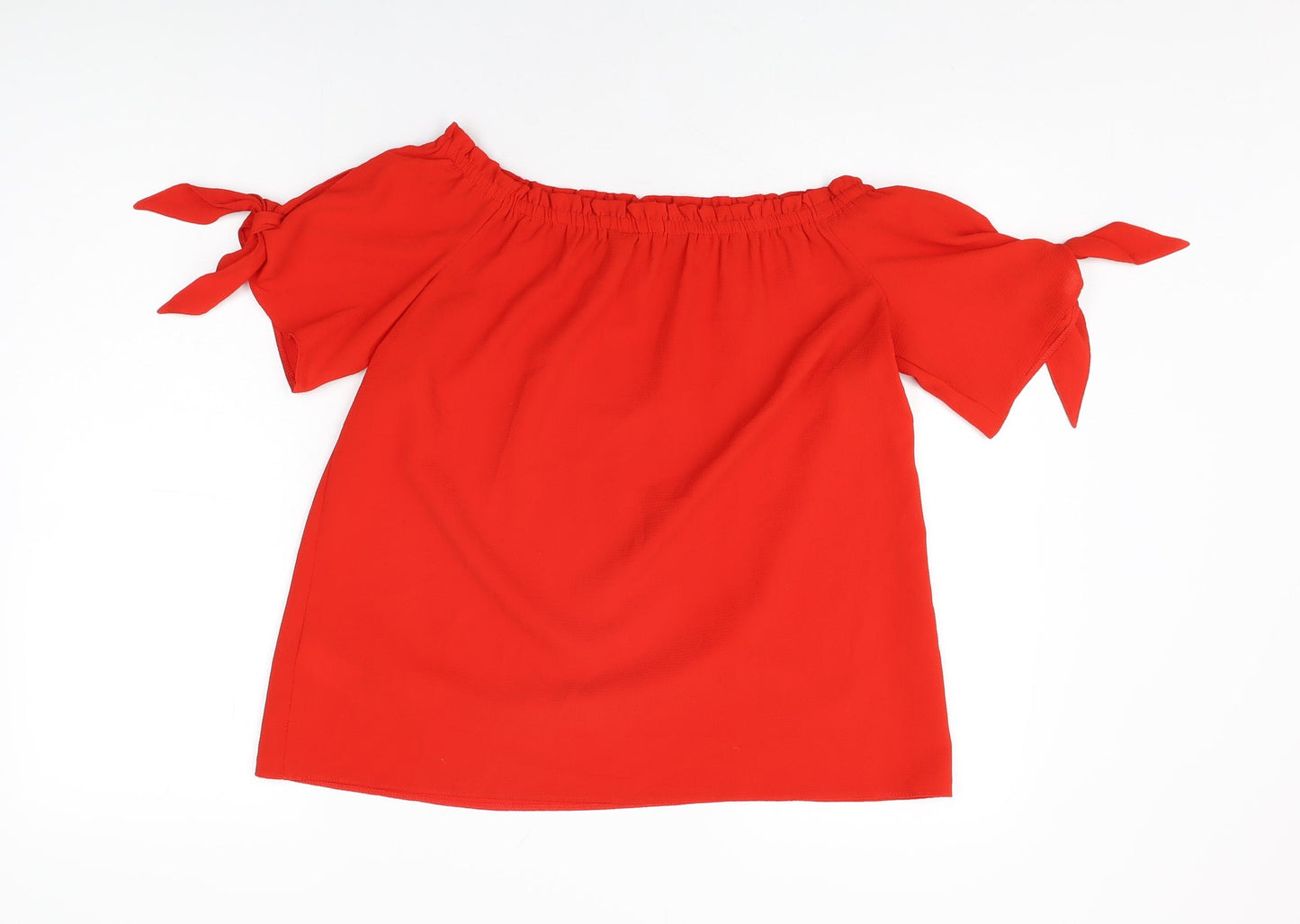 Dorothy Perkins Womens Red Polyester Basic T-Shirt Size 10 Off the Shoulder