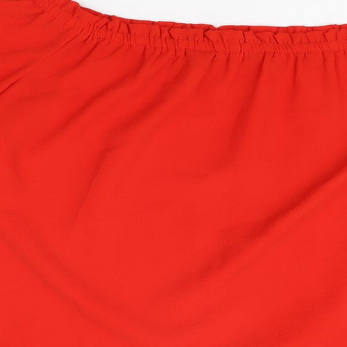 Dorothy Perkins Womens Red Polyester Basic T-Shirt Size 10 Off the Shoulder