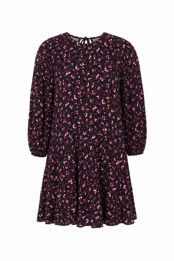Grace & Mila Womens Purple Geometric Viscose Shift Size S Round Neck Tie