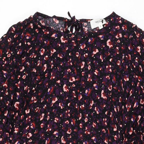 Grace & Mila Womens Purple Geometric Viscose Shift Size S Round Neck Tie