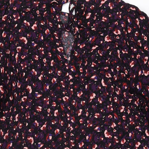 Grace & Mila Womens Purple Geometric Viscose Shift Size S Round Neck Tie
