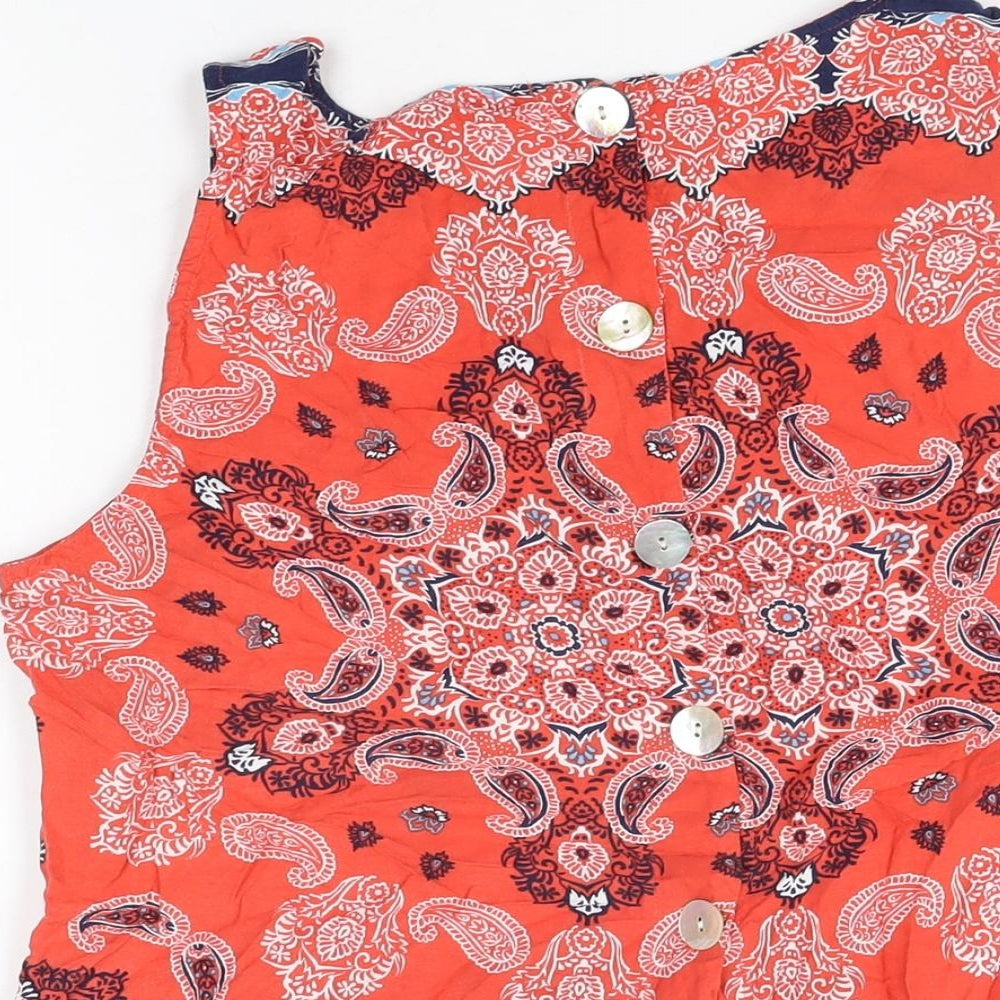 Figueroa & Flower Womens Red Geometric Polyester Basic T-Shirt Size L Round Neck