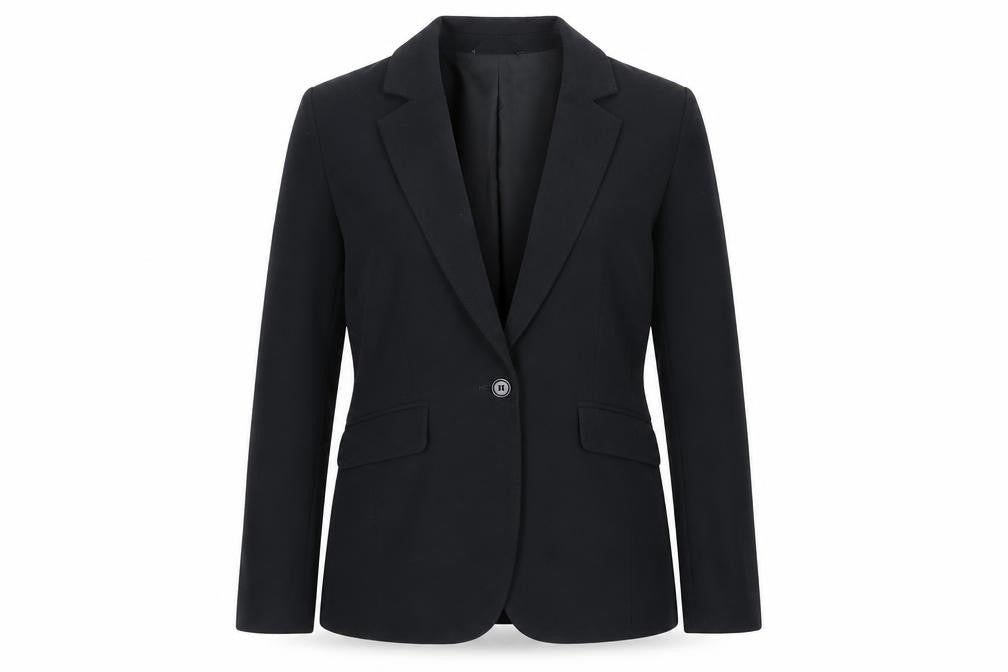 Front view of Marks & Spencer women’s black jacket blazer, size UK 8, button