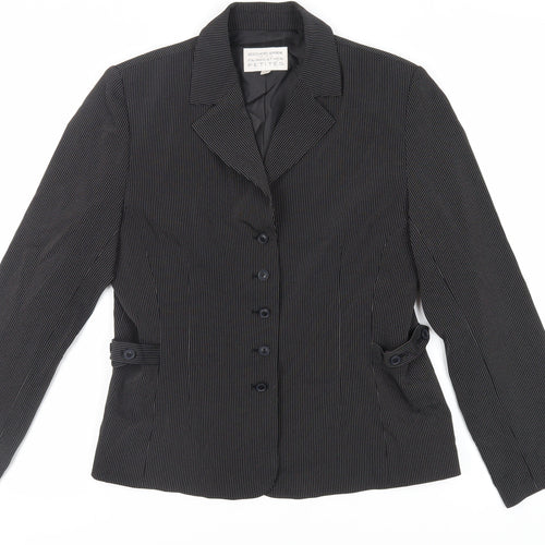 Fairweather Petites Womens Black Striped Jacket Blazer Size 10 Button