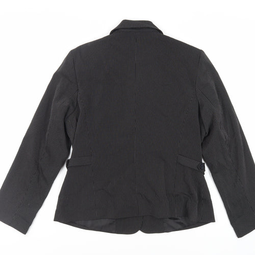 Fairweather Petites Womens Black Striped Jacket Blazer Size 10 Button