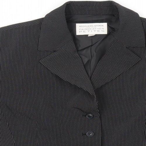 Fairweather Petites Womens Black Striped Jacket Blazer Size 10 Button