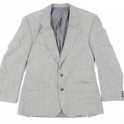 SCOTT Mens Green Plaid Polyester Jacket Suit Jacket Size 40 Regular