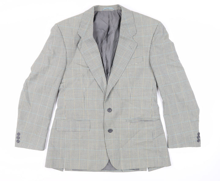 SCOTT Mens Green Plaid Polyester Jacket Suit Jacket Size 40 Regular