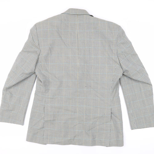 SCOTT Mens Green Plaid Polyester Jacket Suit Jacket Size 40 Regular