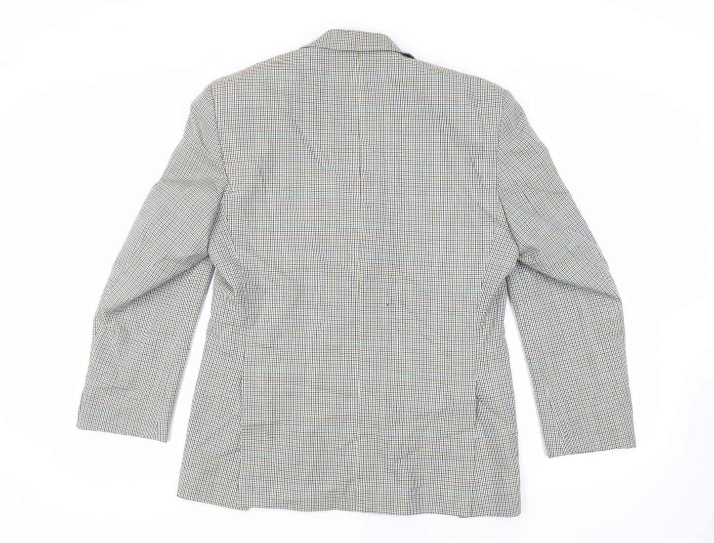 SCOTT Mens Green Plaid Polyester Jacket Suit Jacket Size 40 Regular