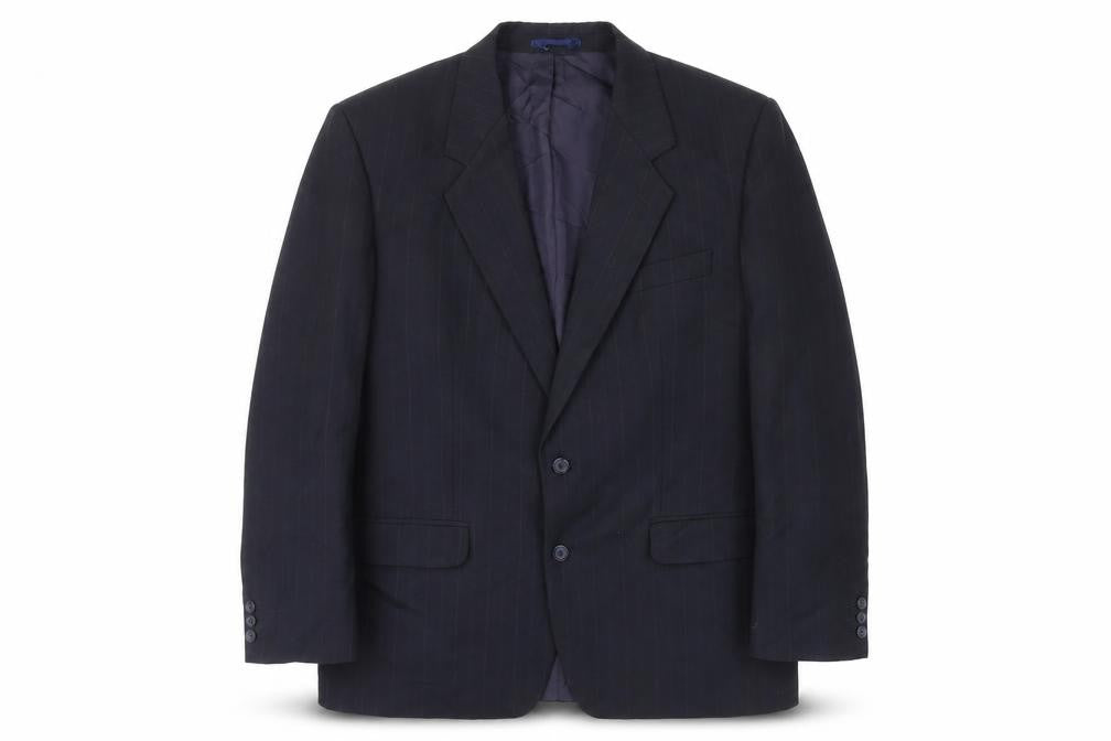 Front view of Greenwoods men’s blue wool jacket suit jacket, size 42, regular