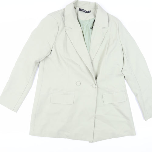 Missguided Womens Green Jacket Blazer Size 12 Button
