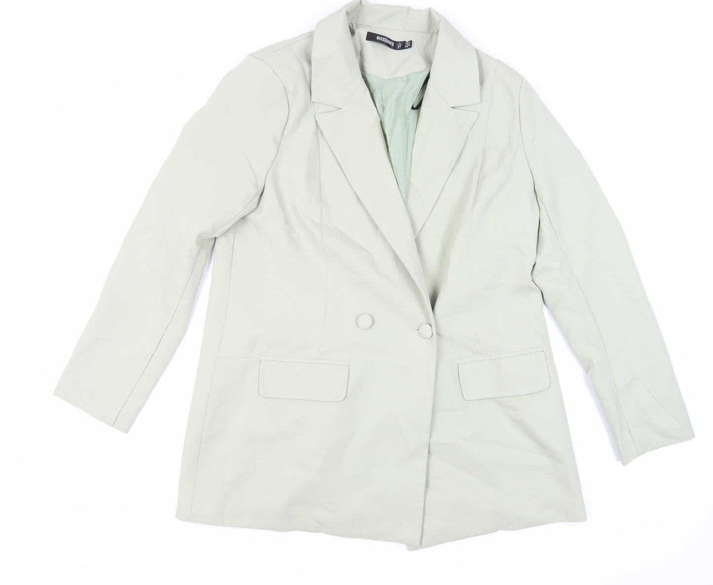 Missguided Womens Green Jacket Blazer Size 12 Button