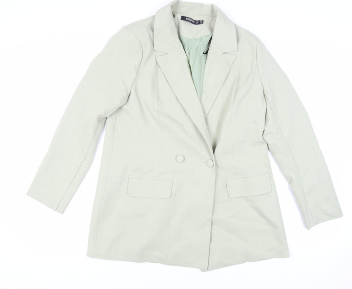 Missguided Womens Green Jacket Blazer Size 12 Button