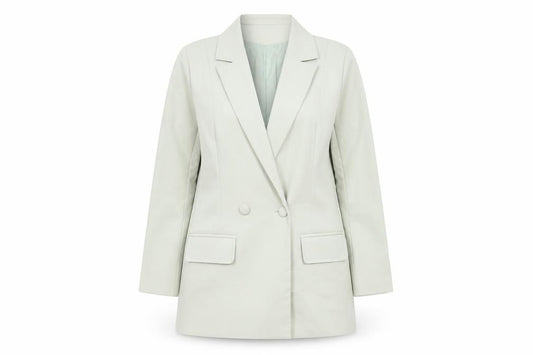 Front view of Missguided women’s green jacket blazer, size UK 12, button