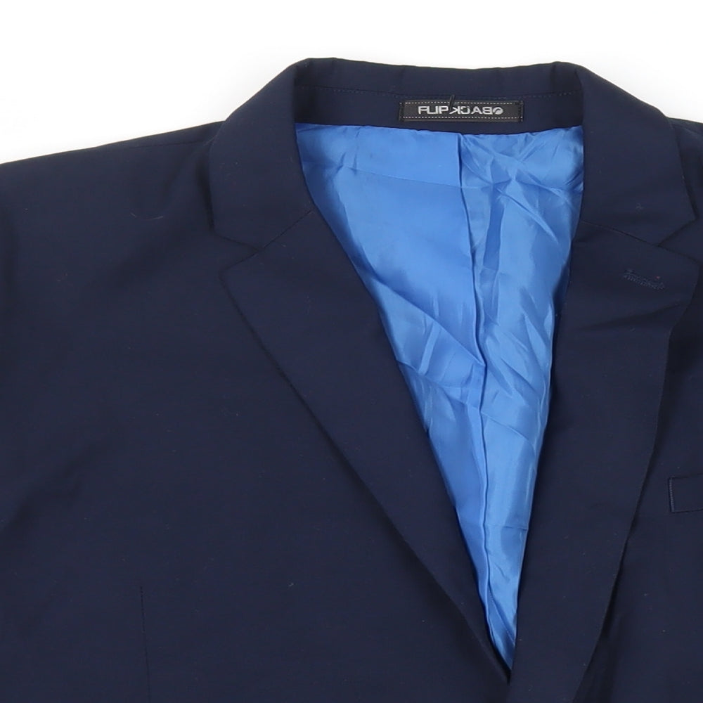 Flip Back Boys Blue Jacket Blazer Size 14 Years Button
