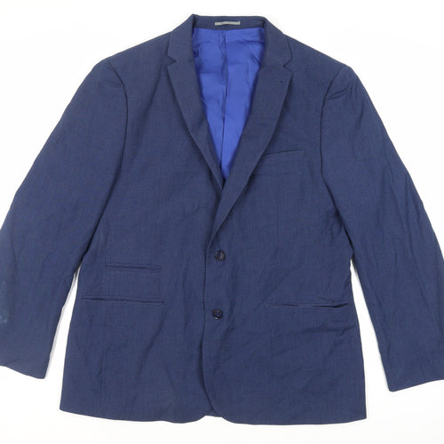 Fellini Mens Blue Polyester Jacket Suit Jacket Size 46 Regular