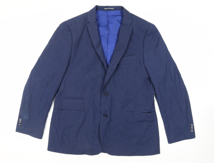Fellini Mens Blue Polyester Jacket Suit Jacket Size 46 Regular