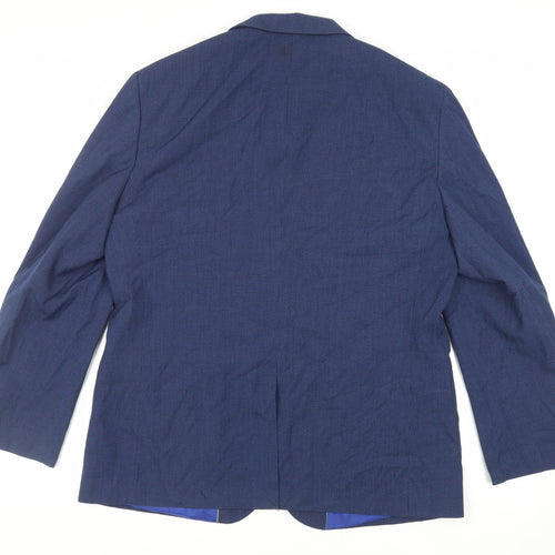 Fellini Mens Blue Polyester Jacket Suit Jacket Size 46 Regular