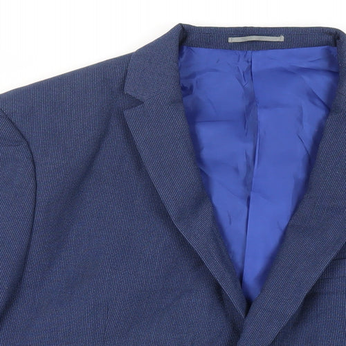 Fellini Mens Blue Polyester Jacket Suit Jacket Size 46 Regular