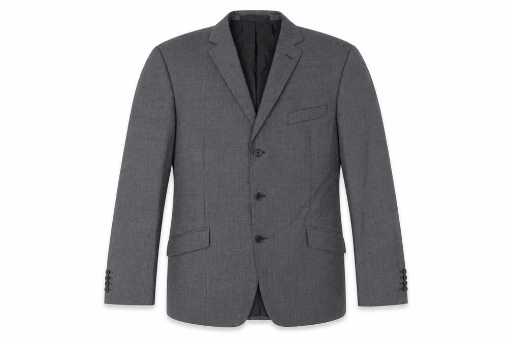 Front view of Marks & Spencer men’s grey polyester jacket suit jacket, size 46, regular