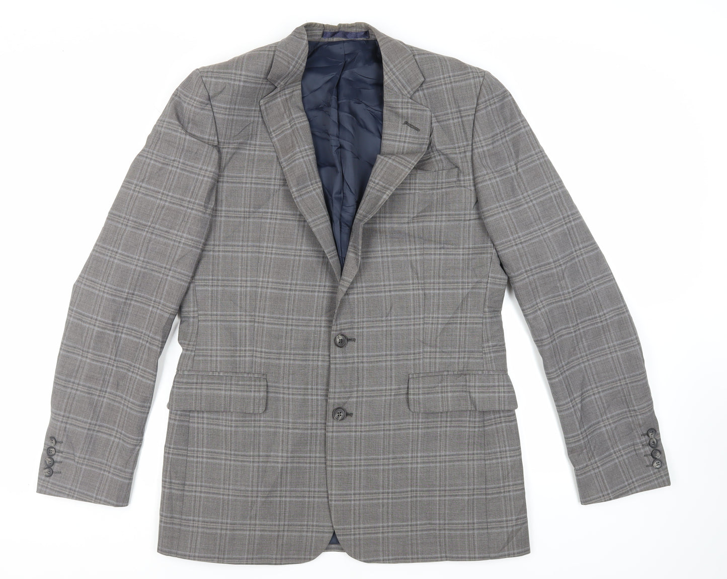 Hammond & Co. Mens Grey Plaid Wool Jacket Suit Jacket Size 40 Regular