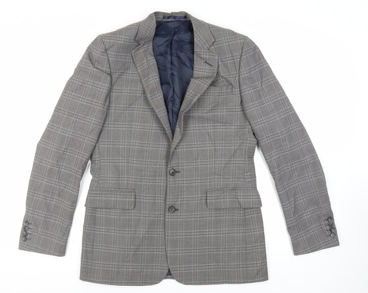 Hammond & Co. Mens Grey Plaid Wool Jacket Suit Jacket Size 40 Regular