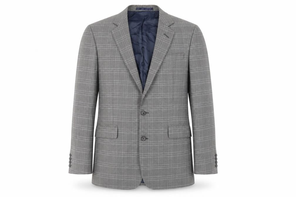 Front view of Hammond & Co. men’s grey plaid wool jacket suit jacket, size 40, regular