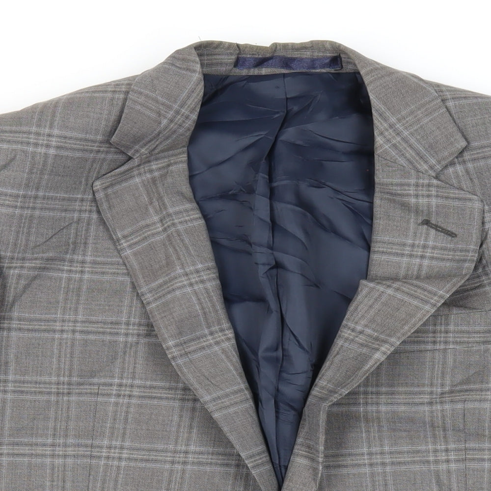 Hammond & Co. Mens Grey Plaid Wool Jacket Suit Jacket Size 40 Regular