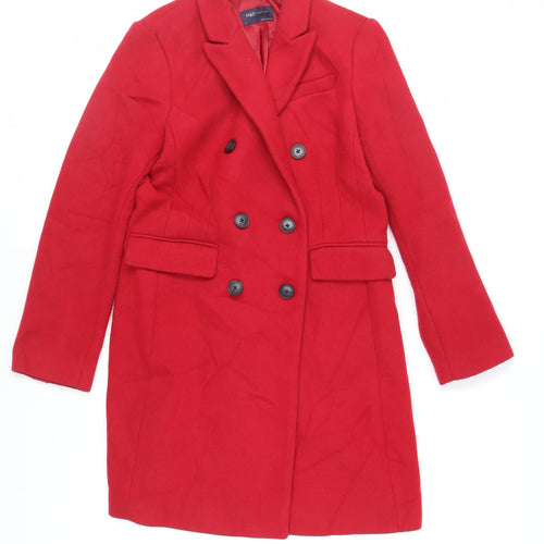 Marks and Spencer Womens Red Pea Coat Coat Size 12 Button