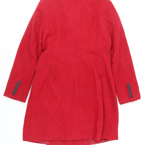 Marks and Spencer Womens Red Pea Coat Coat Size 12 Button