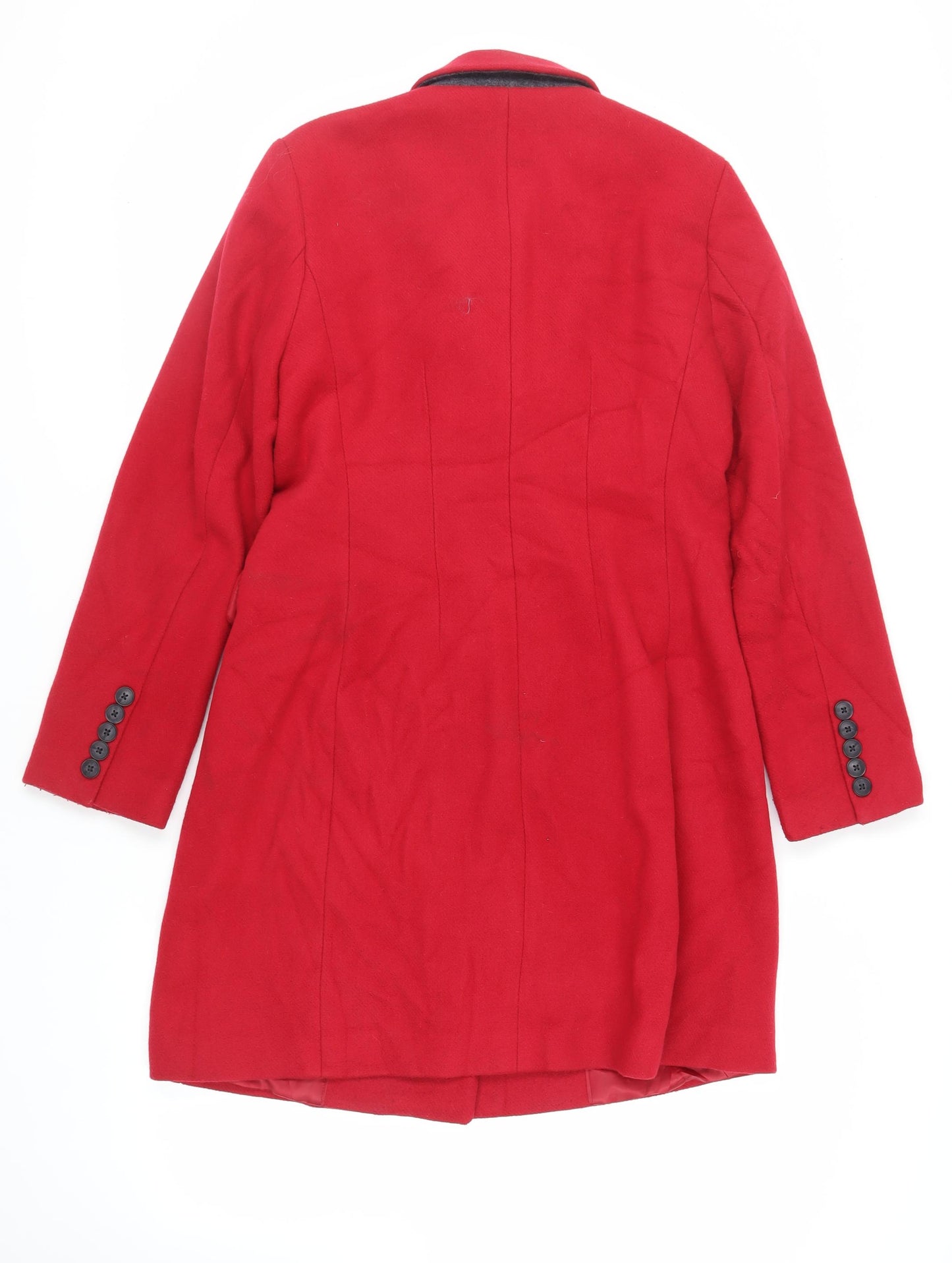 Marks and Spencer Womens Red Pea Coat Coat Size 12 Button