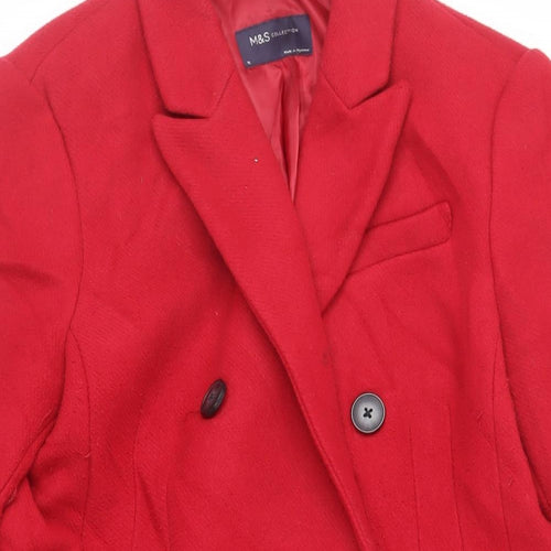 Marks and Spencer Womens Red Pea Coat Coat Size 12 Button