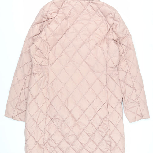 Marks and Spencer Womens Pink Quilted Coat Size 14 Zip - Zipped Pockets