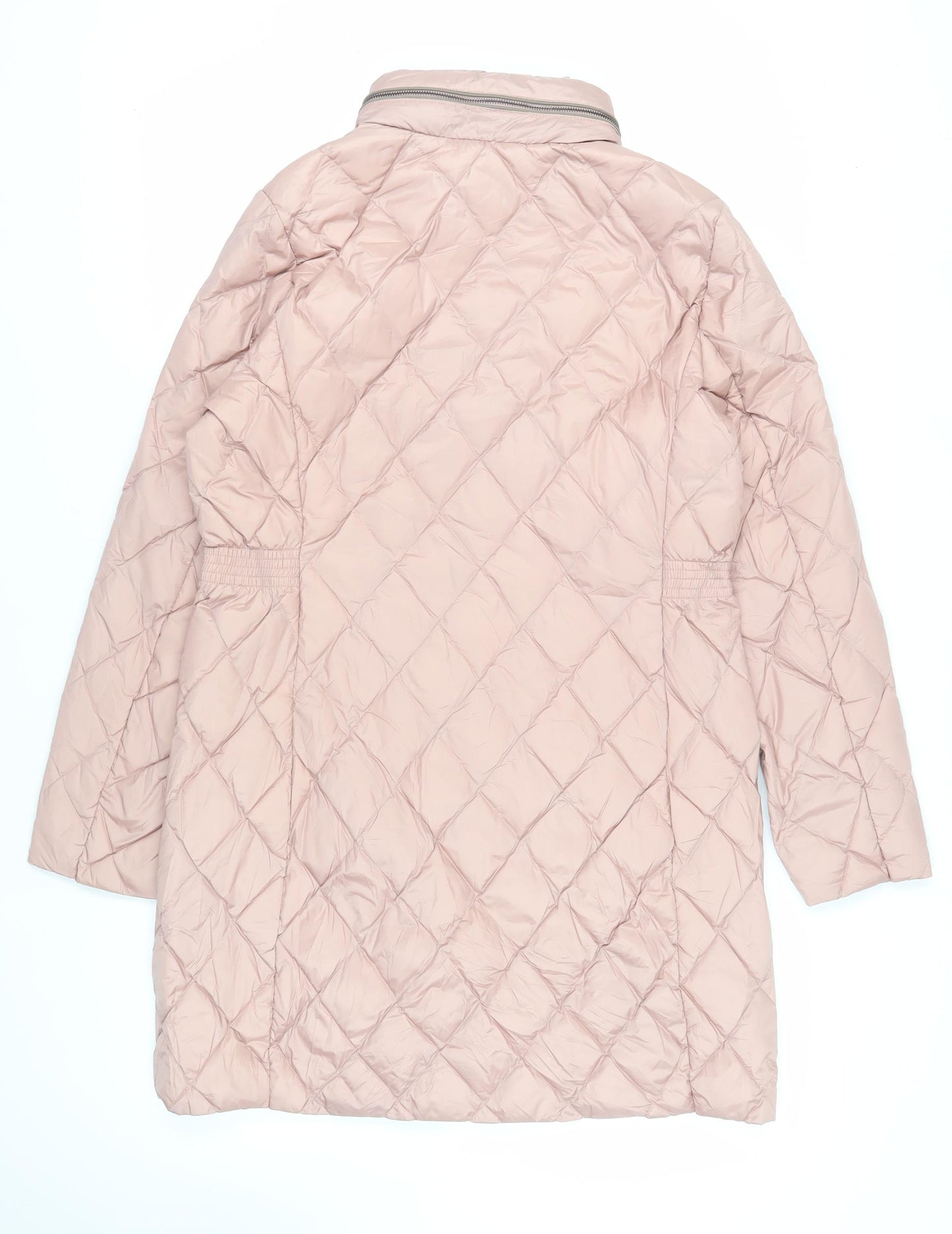 Marks and Spencer Womens Pink Quilted Coat Size 14 Zip - Zipped Pockets