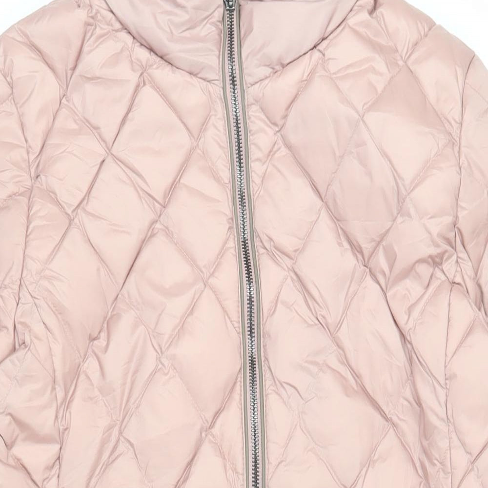 Marks and Spencer Womens Pink Quilted Coat Size 14 Zip - Zipped Pockets
