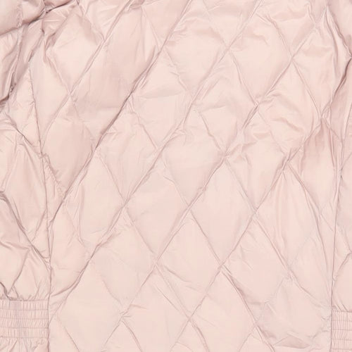 Marks and Spencer Womens Pink Quilted Coat Size 14 Zip - Zipped Pockets
