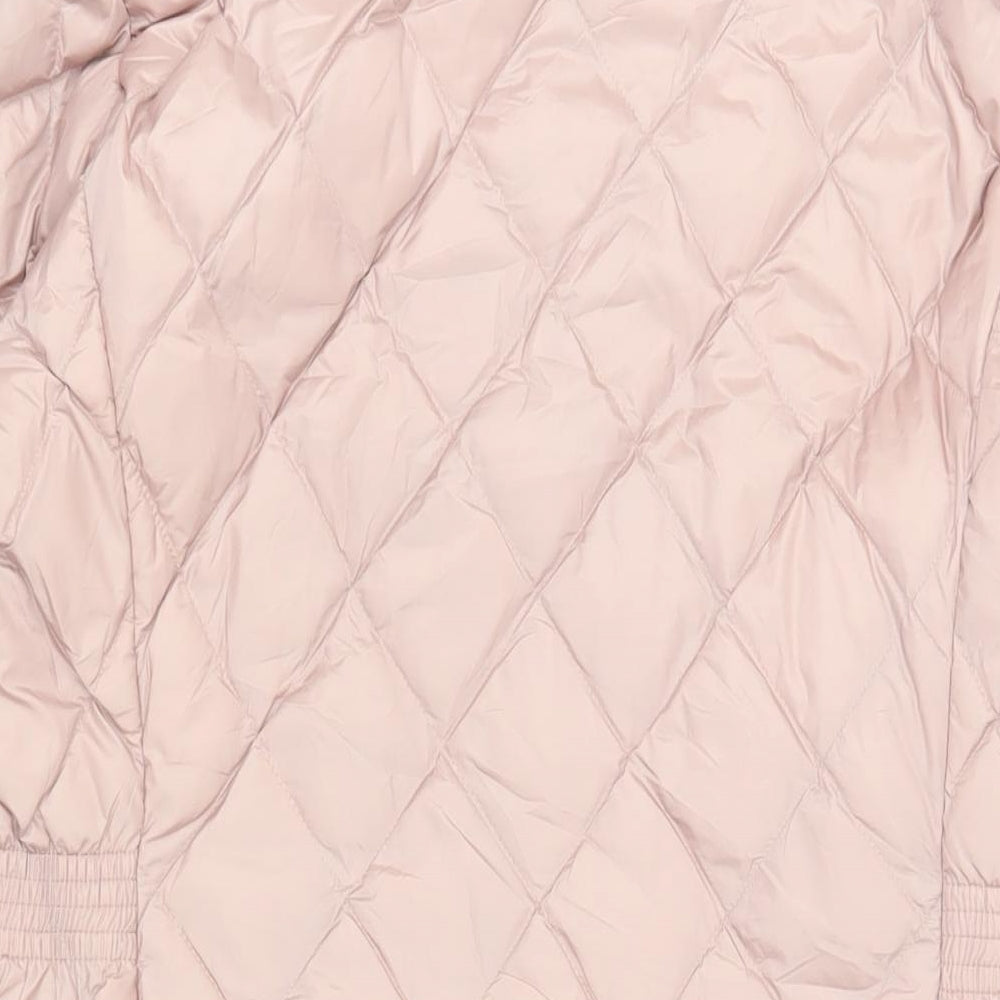 Marks and Spencer Womens Pink Quilted Coat Size 14 Zip - Zipped Pockets