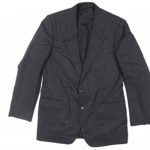 St Michael Mens Blue Striped Wool Jacket Suit Jacket Size 40 Regular - Vintage