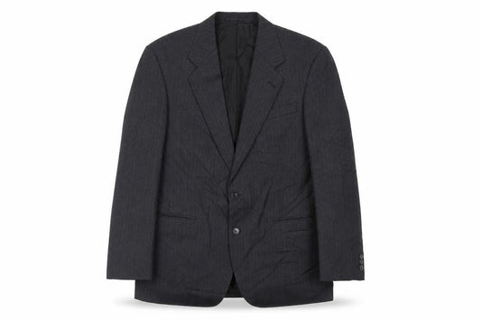 Front view of St Michael men’s blue striped wool jacket suit jacket, size 40, regular - vintage