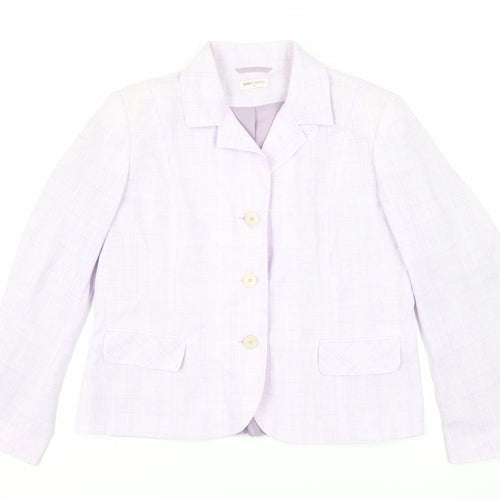 Bonmarché Womens Purple Plaid Jacket Blazer Size 18 Button