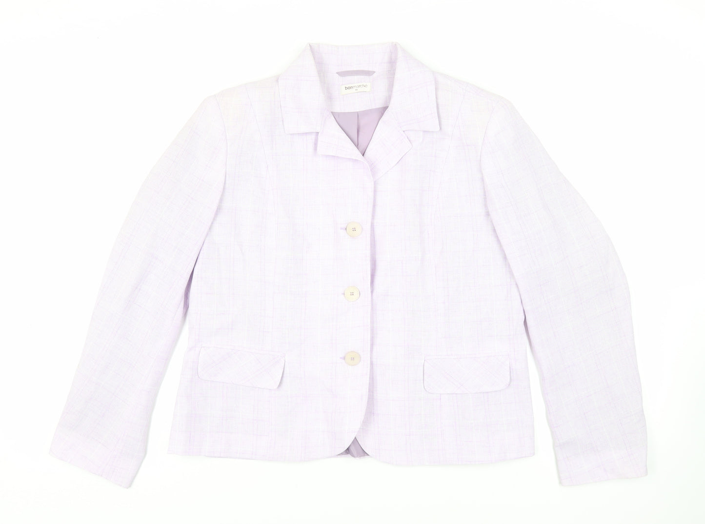 Bonmarché Womens Purple Plaid Jacket Blazer Size 18 Button