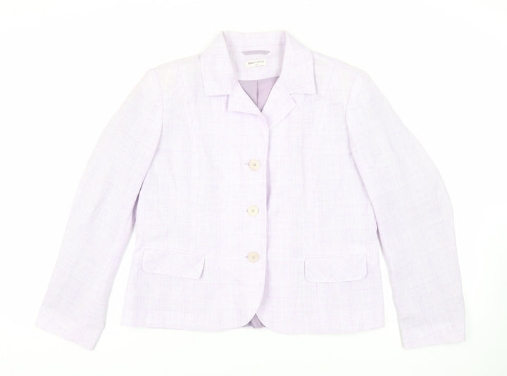 Bonmarché Womens Purple Plaid Jacket Blazer Size 18 Button