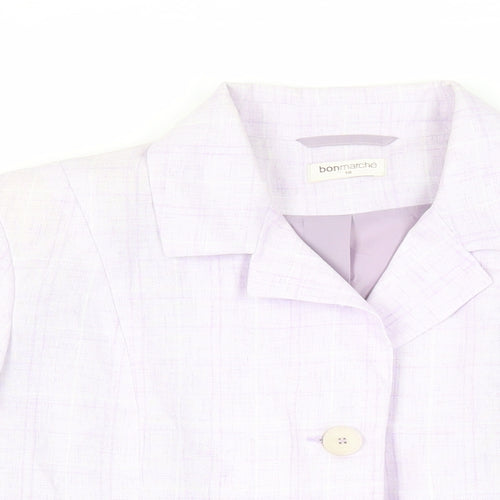 Bonmarché Womens Purple Plaid Jacket Blazer Size 18 Button
