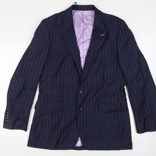 Berkley Bowen Mens Blue Striped Polyester Jacket Suit Jacket Size 40 Regular