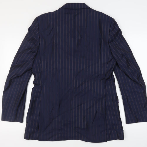 Berkley Bowen Mens Blue Striped Polyester Jacket Suit Jacket Size 40 Regular
