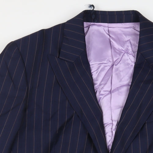 Berkley Bowen Mens Blue Striped Polyester Jacket Suit Jacket Size 40 Regular