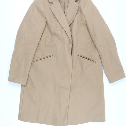 Marks and Spencer Womens Beige Overcoat Coat Size 16 Snap