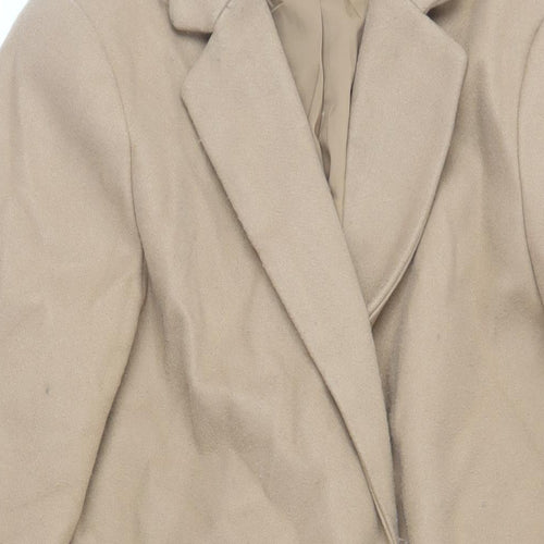 Marks and Spencer Womens Beige Overcoat Coat Size 16 Snap